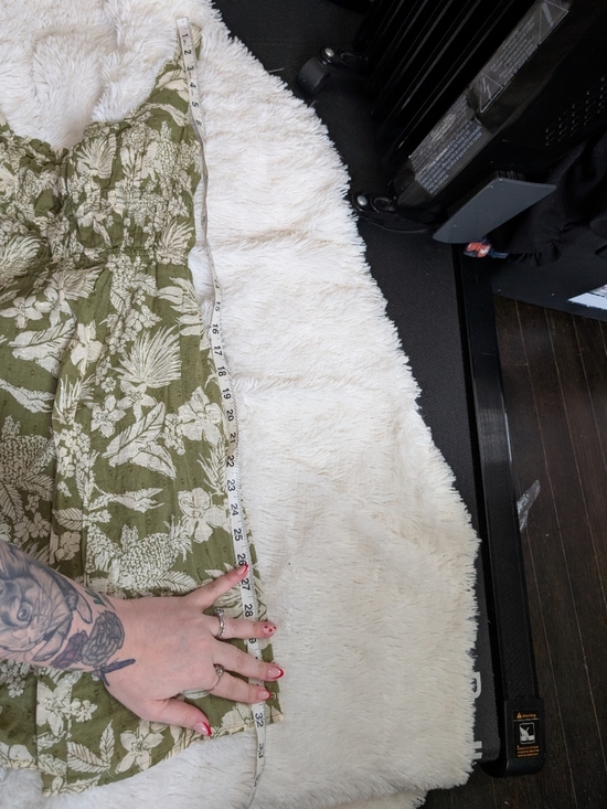 Free People Olive Green Patterned 100% Cotton Floral Tiered Sun Dress Size 10 - Picture 8 of 8